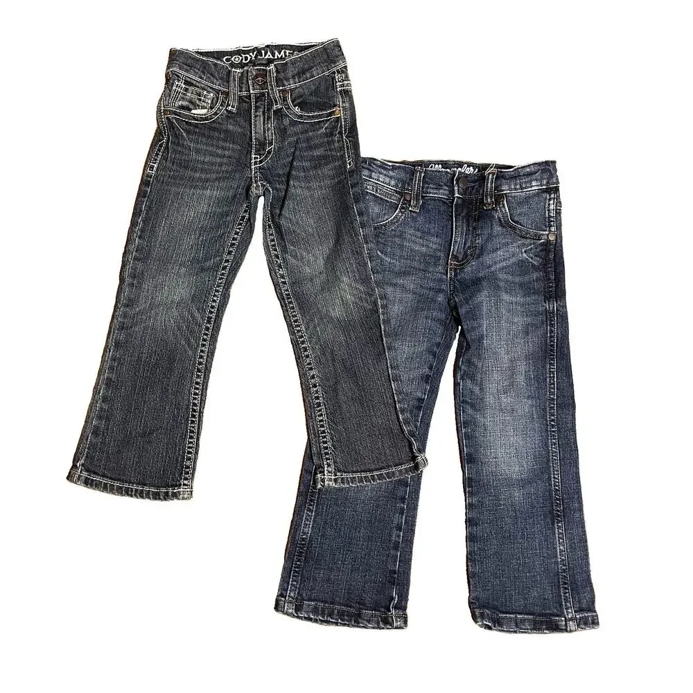 Cody James & Wrangler Toddler 4T Blue Jeans Denim Cotton Stretch Adjust Waist